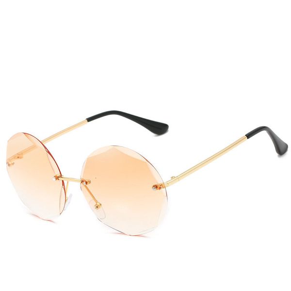 

2021 new vintage diamond cutting rimless sunglasses women luxury round uv400 eyeglasses for men goggles gafas oculos shades 28042x, White;black