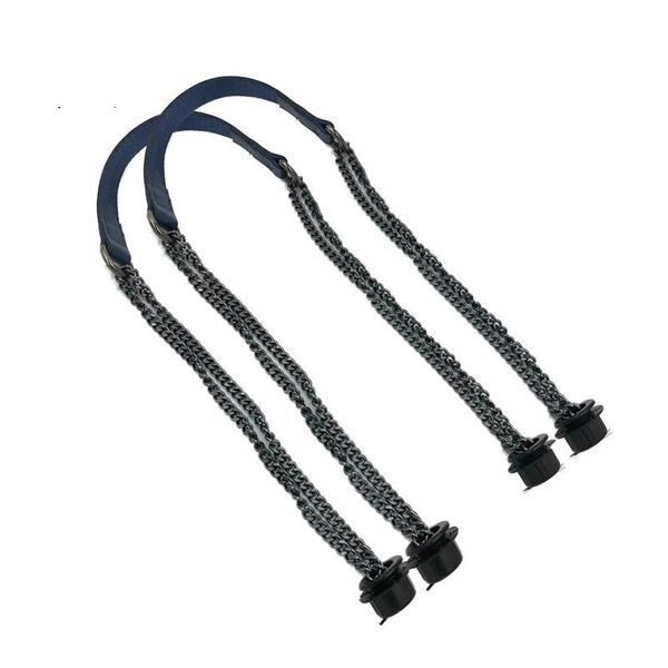 

1 pair superfiber leather flat handles handle double metal chain for o bag for eva obag women bag accessories
