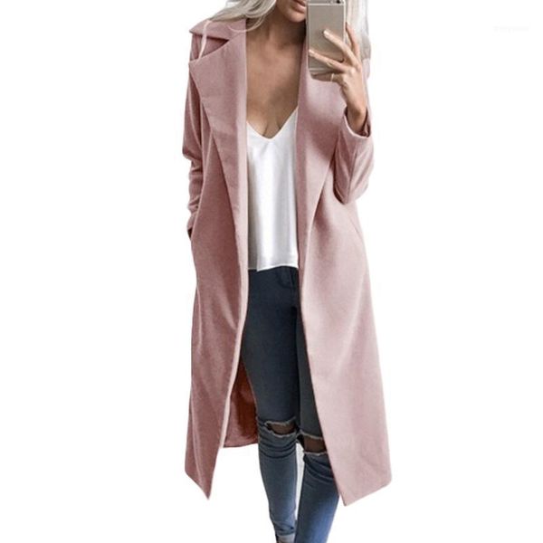 

u-swear fashion women winter warm wool lapel trench coat slim outwear overcoat long fall clothes for women black wool coat1