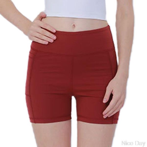 

women high waisted tummy control yoga shorts bulift pocket running leggings dropship kg-372, White;red