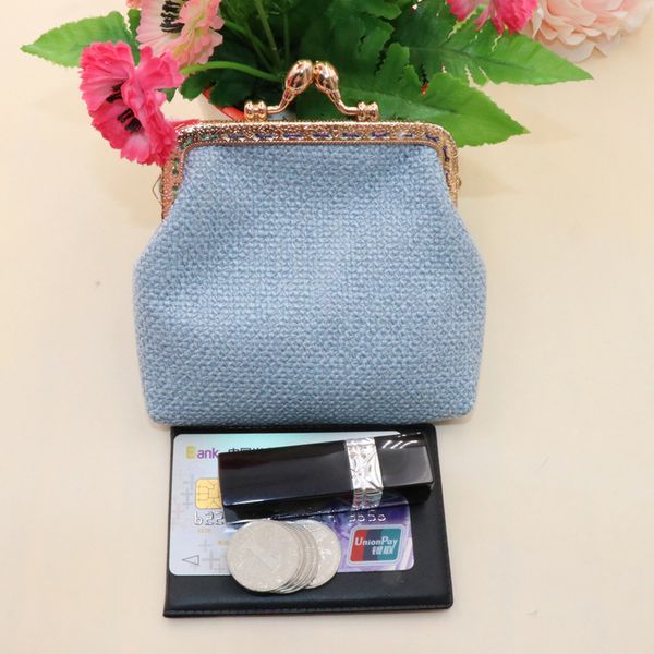 

japanese solid color ladies small cosmetic lipstick key bag wholesale fabric candy color coin purse for women, Red;black