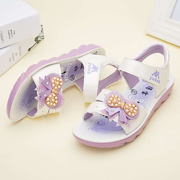 

wenzhou girl's sandals bowknot super fiber leather children's student new summer beach sho, Black;red