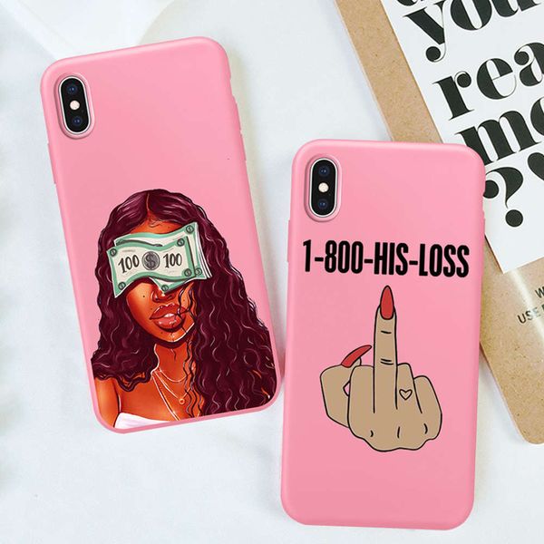 

ciciber vip case, black silicone case, girl dign, for vip 11 pro max 7 8 6s plus x xr xs max, matte pink