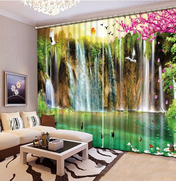 

new shade fabric wild goose and waterfall 3d p printing window blackout curtain for living room room l drapes home textiles