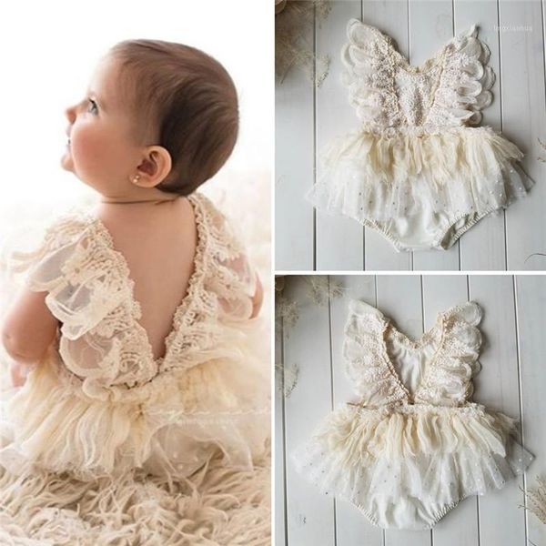 Bebek Kız Tulum Yenidoğan Yaz Sonbahar Dantel Çiçek Backless Romper Prenses Zarif Tulum Tutu Elbise Bir parça Kıyafetler1