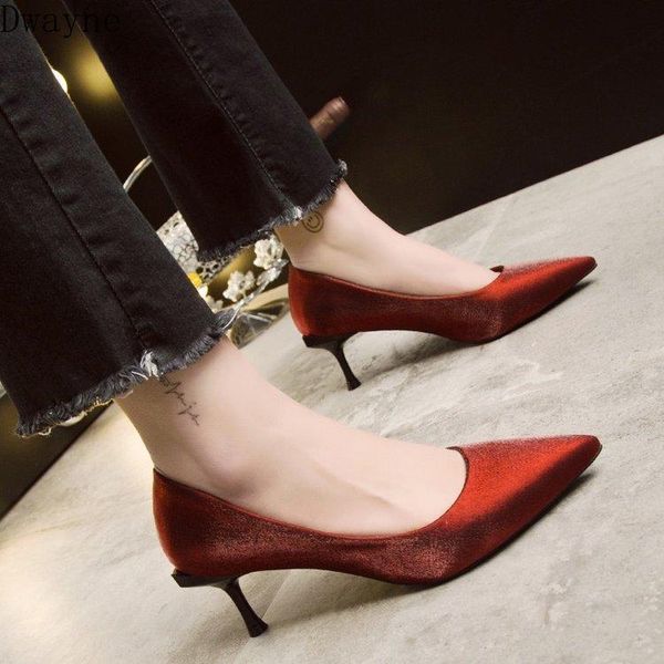 

dress shoes 2021 fashion satin noodles shallow mouth wild single women, Black