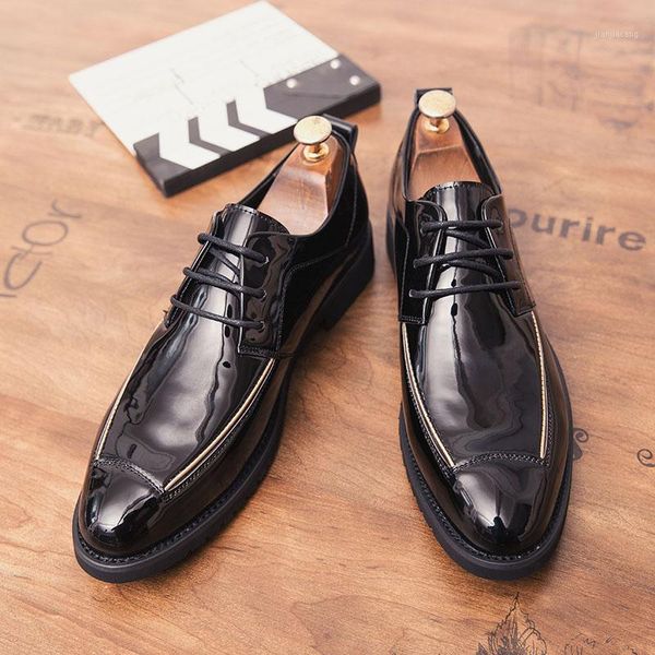 

men's quality patent leather shoes wedding shoes black leather soft man dress1
