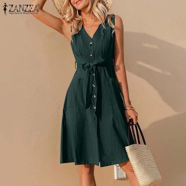 

casual dresses summer women cotton sundress v neck straps suspenders dress elegant holiday sleeveless kaftan belted button robe, Black;gray