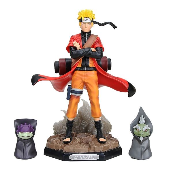 

naruto shippuden uzumaki naruto figure toys naruto sennin mode with shima fukasaku figure collectible gifts 18-22cm y200421