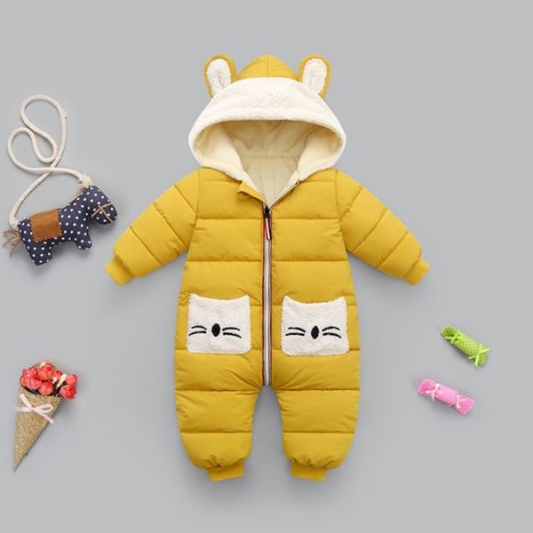 

newborn winter snowsuit baby boy thick cotton warm jumpsuit babies cute hooded romper overall girl clothing toddler coat clothes 201030, Blue
