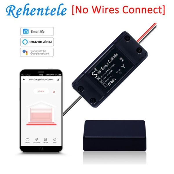 

fingerprint access control [no wires] wireless wifi garage door sensor remote controller tuya alexa google voice command smart opener1