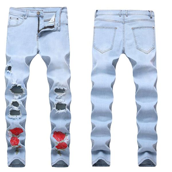 

men's jeans men tight street s light blue denim fashion