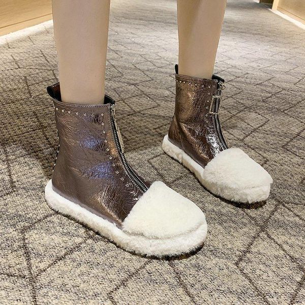 

boots women leather winter boot fashion casual woman shoes 2021 brand designer female, Black