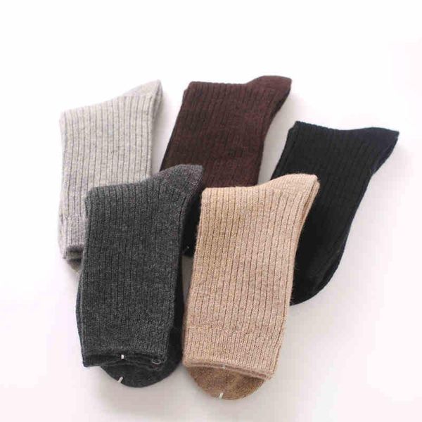 

beanies thick warm autumn and winter men's wool socks in the tube large size cotton solid cashmere