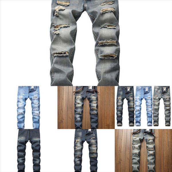 

lqgc6 hole dropshipping slim men casual fit dener jeans man s hip denim hop men`s jeans motorcycle pants, Black
