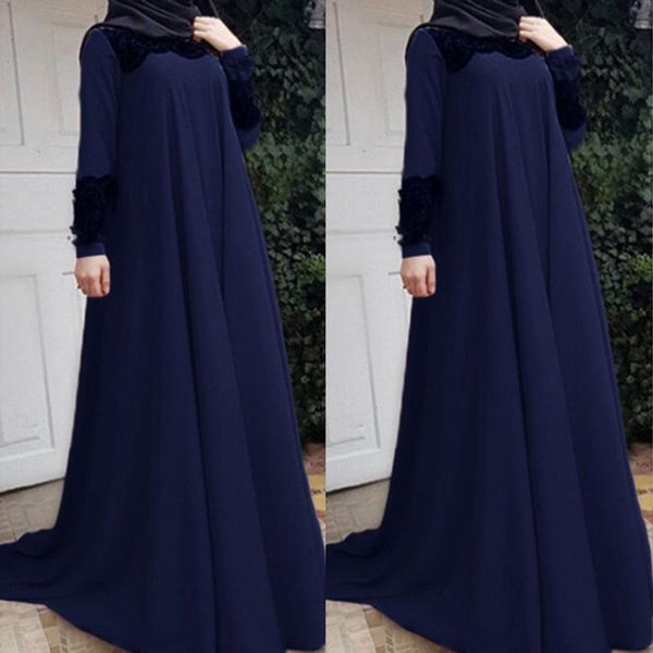 

islamic floral flower long robe lady maxi dresses elegant muslim lace abaya full dress middle east eid mubarak ensembles ramadan, Red