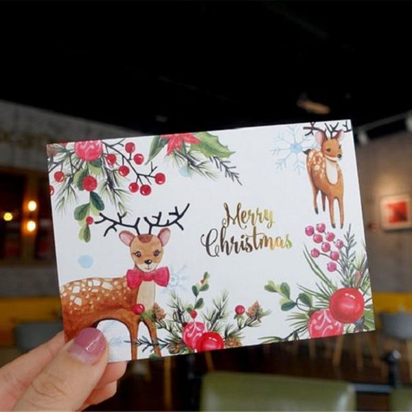 

12set gold christmas theme elk gift card оставить сообщение карты lucky love party письмо-приглашение конверт поздравительная открытка sqcmz