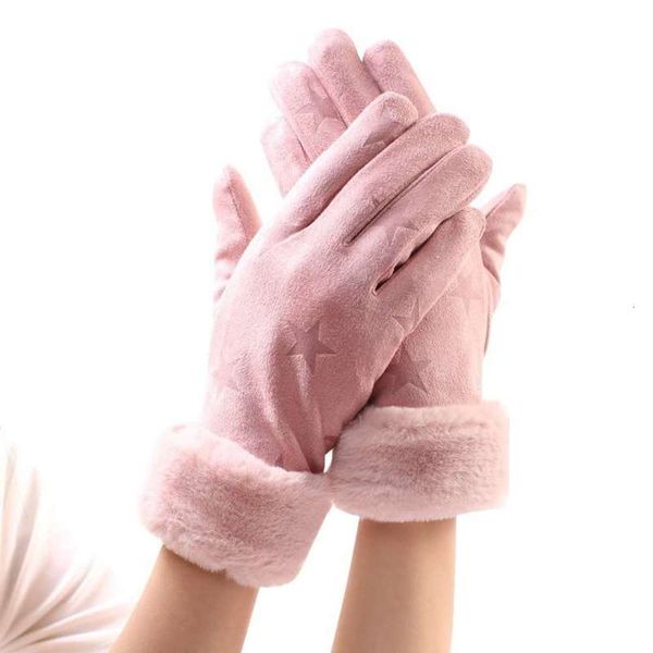 

gloves autumn and winter touch women' screen plush warm and lovely students riding heavy anti cold gloves, Blue;gray
