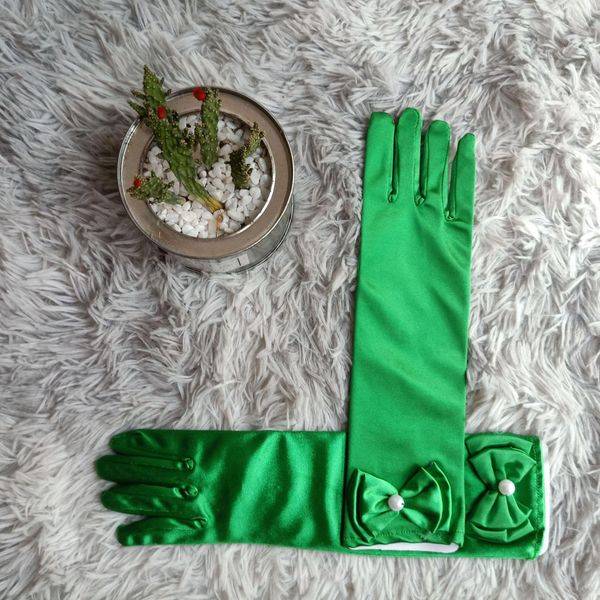 

green white pink black girls bowknot satin gloves princess dress gloves long gloves for kids formal wedding party evening glove h qylmgy