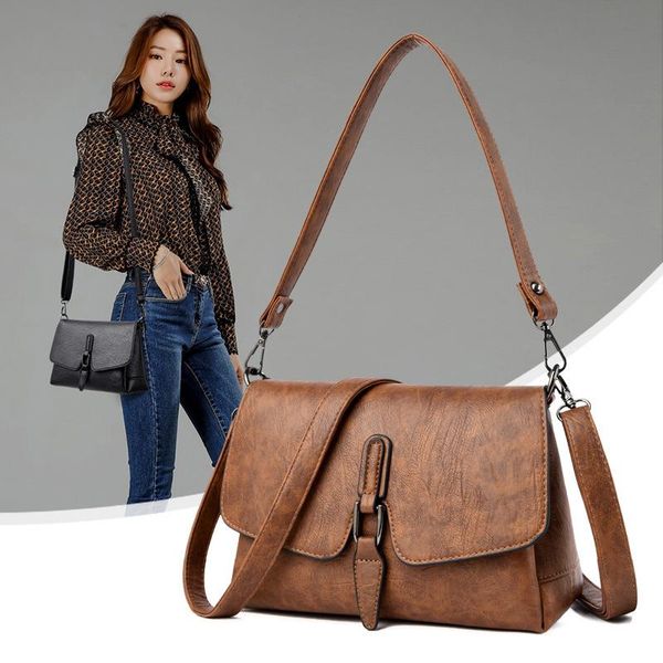 

fall 2021 new solid color shoulder bag fashion trendy retro portable diagonal bag