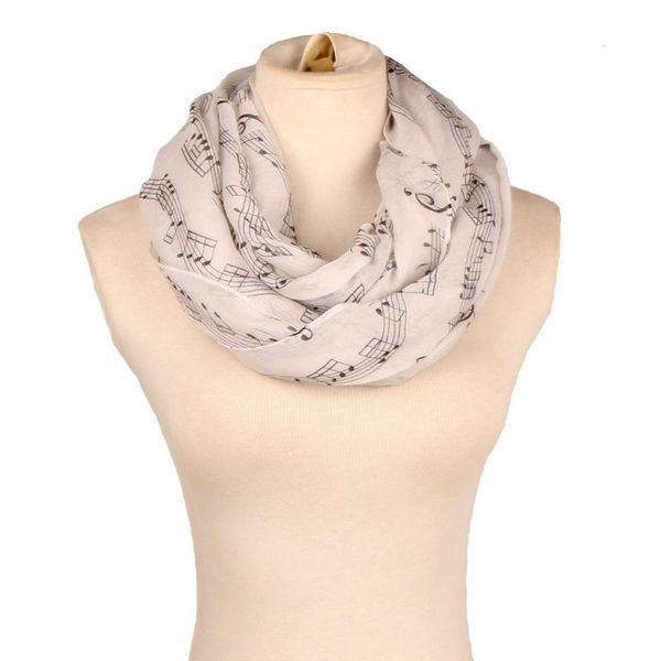 

women ring shawl musical note printing infinity scarves female windproof winter warm collar lady soft paris yarn neck scarf, Blue;gray