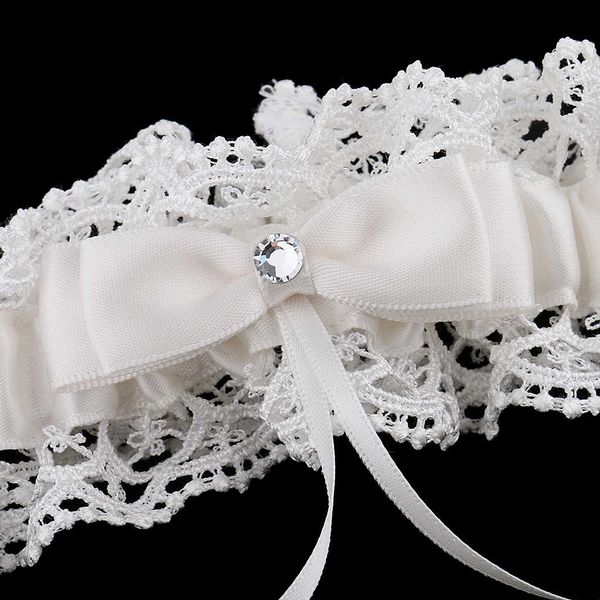 

beige lace bowknot rhinestone wedding garter gift bride bridesmaid accessory, Black;white