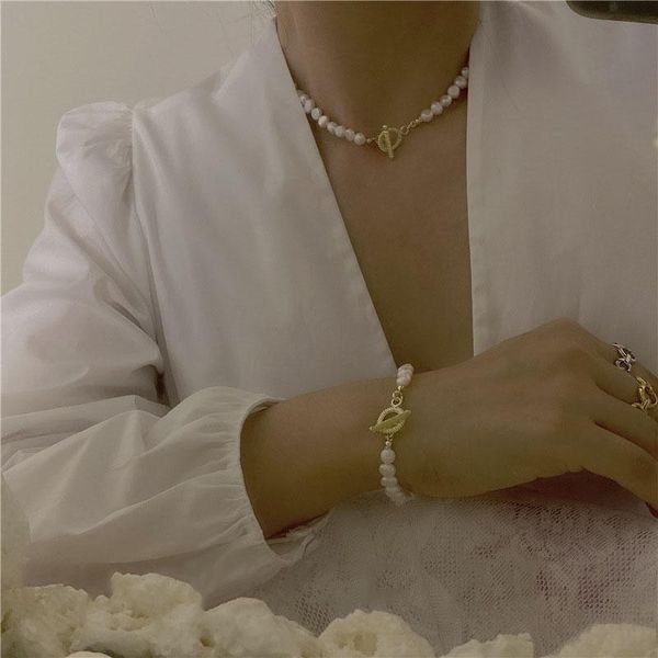 

chains ghidbk delicate ot clasp baroque irregular natural freshwater pearls chain neacklaces minimalist dainty chokers collar wholesale, Silver