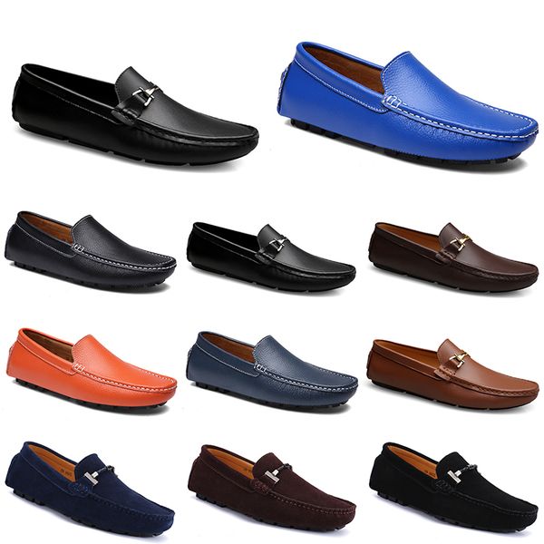 

leathers doudous men casuals drivings shoes breathable soft sole light tans black navys whites blue silver yellows grey footwear all-match o