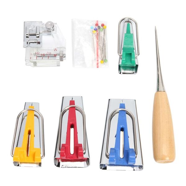

sewing notions & tools 7pcs/11pcs multifunction bias tape maker set diy patchwork quilting tool household machine binding accessories, Black