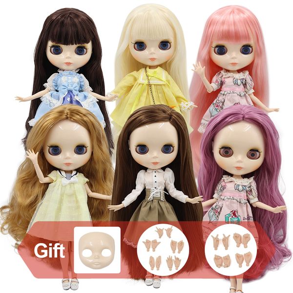 

icy factory blyth doll joint body with hands glossy face with big breast different hair color white skin 30cm 1/6 bjd toy gift q1111 q1116