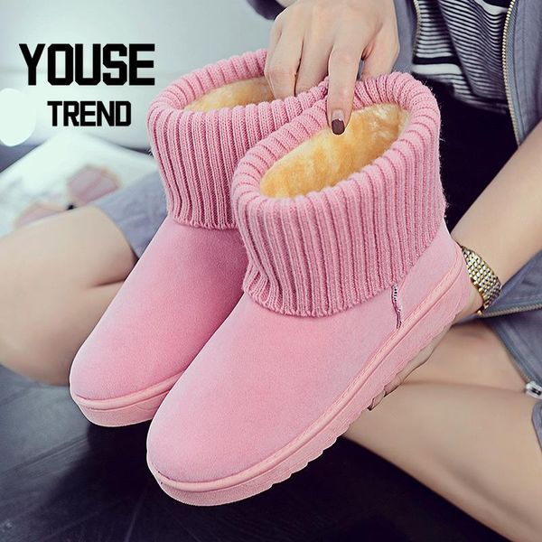 

style new women's boots keep warm turned-over edge snow boots women's winter high ankle for women women shoes, Black
