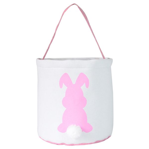 2022 New Colorful Easter Party Decor Rabbit Print Basket Canvas Cotton Tote Bag Single Handle Easter Bucket Candy Handbag Commercio all'ingrosso