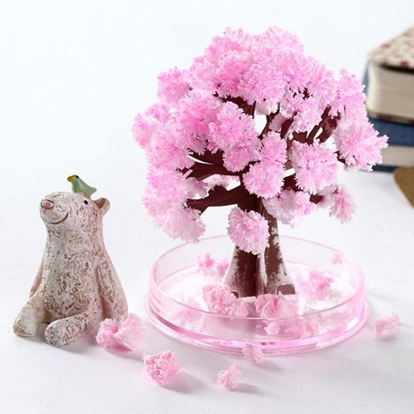 

new year's cherry blossom christmas kids toys japan pink magic growing paper christmas tree crystal tree decor science toys1