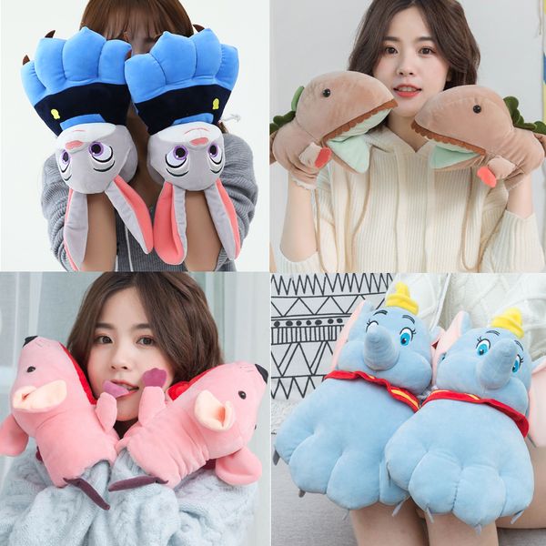 

qkorean хлопковых перчатки женщина зима плюш утолщенное животное когти мужчины любители шея мультфильм теплый мягкий cuteq, Blue;gray