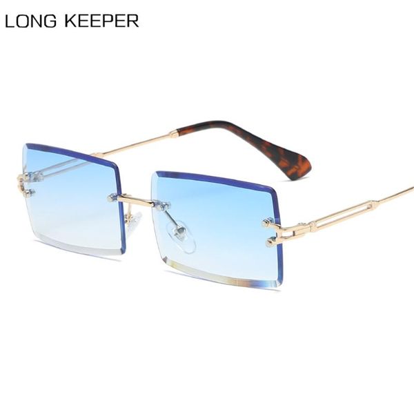 

longkeeper 2020 new square rimless sunglasses women brand fashion alloy frame vintage gradient sun glasses female shade uv400, White;black