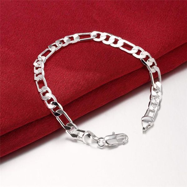 

beautiful elegant wedding women men silver color 6mm chain bracelet fashion classic jewelry h219 wholesale h bbyhdo, Black
