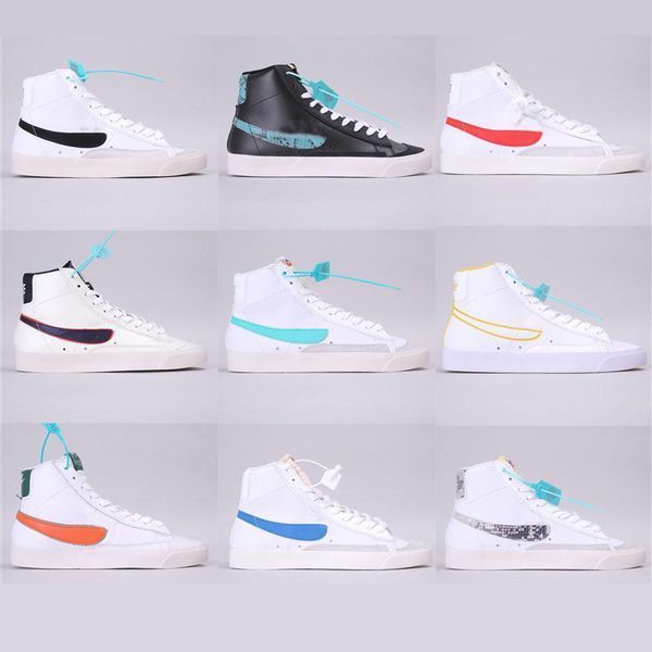 

new w blazered mid 77 vntg we suede casual sneakers blazers mid skateboard shoes women white yellow designer sport shoe sneakers, White;red