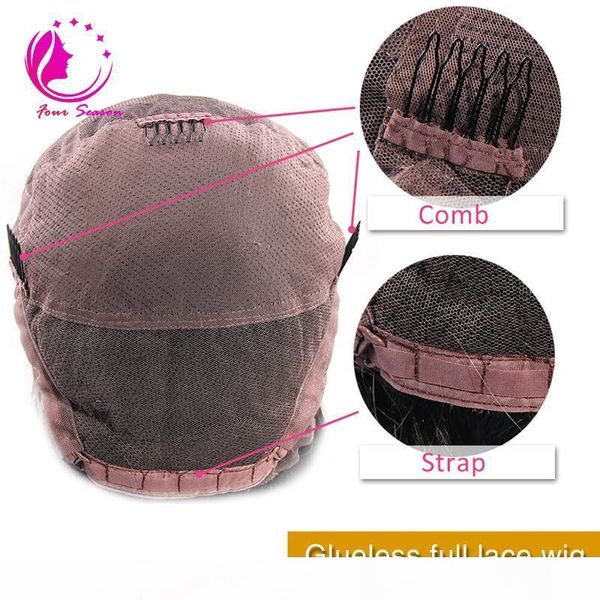 

glueless full lace human hair wigs for black woman brazilian virgin hair deep body wave lace front wigs with baby hair for women, Black;brown