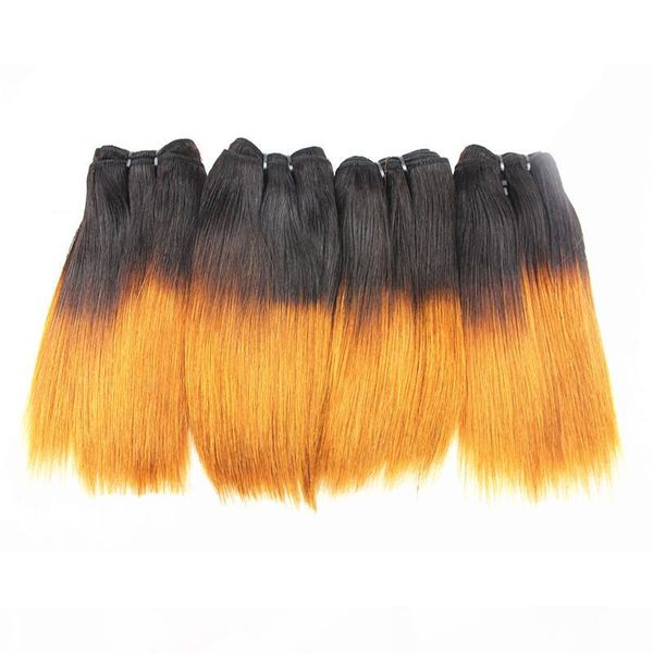 

color t1b 350 straight human hair bundles brazilian peruvian indian 100% unprocessed human hair extensions 6 inch, Black