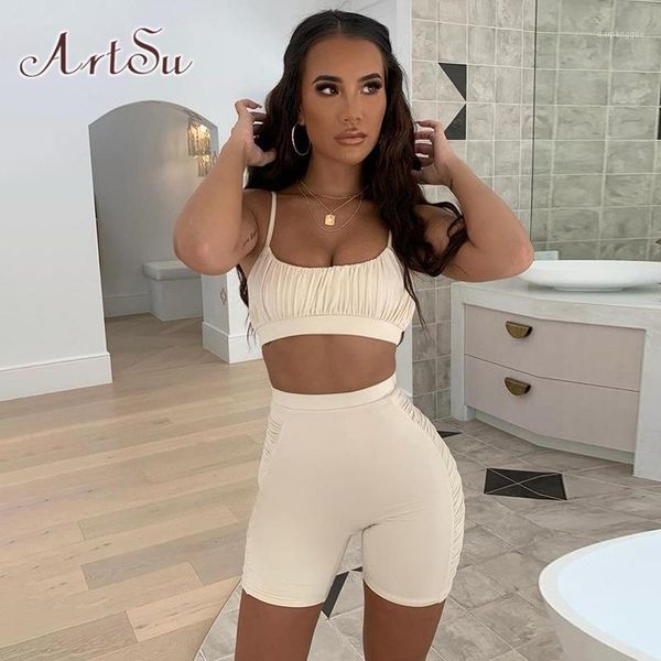 

tracksuit women 2 piece set womens outfits fitness camisole crop biker short summer fashion sportwear outfit assu501081, White
