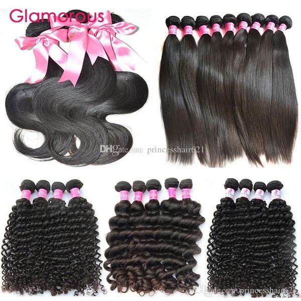 

glamorous 10pcs lot human hair weaves wholesale 8-34inch brazilian hair bundles most pupular straight body wave curly human hair extensions, Black