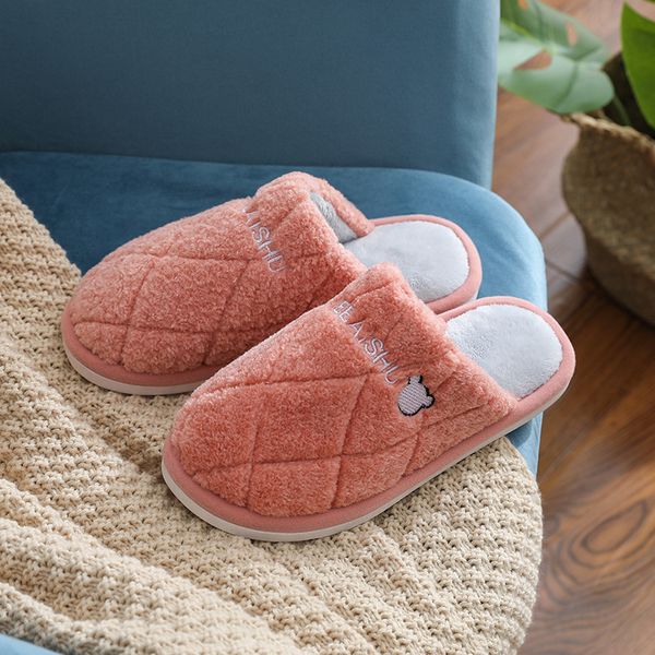 

women bedroom indoor simple winter warm couple home slippers house comfortable shoes men slides x1020, Black