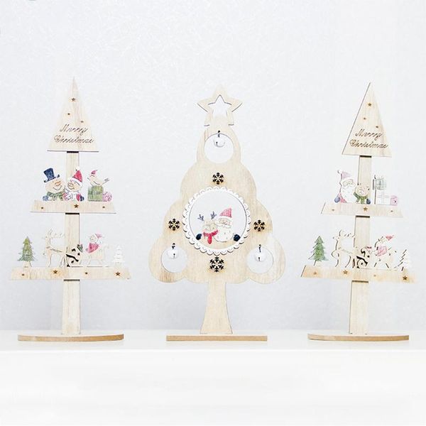 

christmas decorations wooden creative desksmall tree mini ornaments block for home1