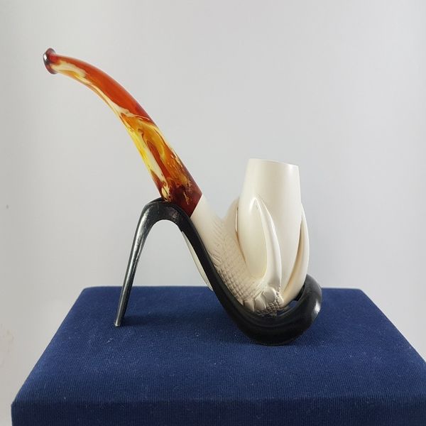 

pipe smoking glass plant sepiolite meerschaum skull ottoman figure small