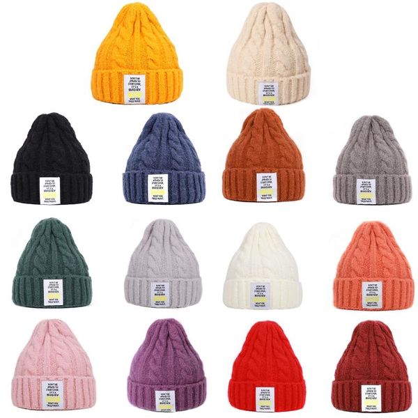 

унисекс зима коренастого кабеля knit beanie cap сплошной цвет letters этикетка шлем череп, Blue;gray