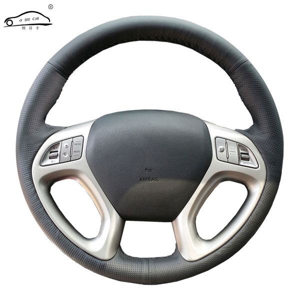 DIY Genuine roda de carro Leather steering tampa para o Hyundai ix35 Tucson 2 2011-2015 / dedicado volante guiador