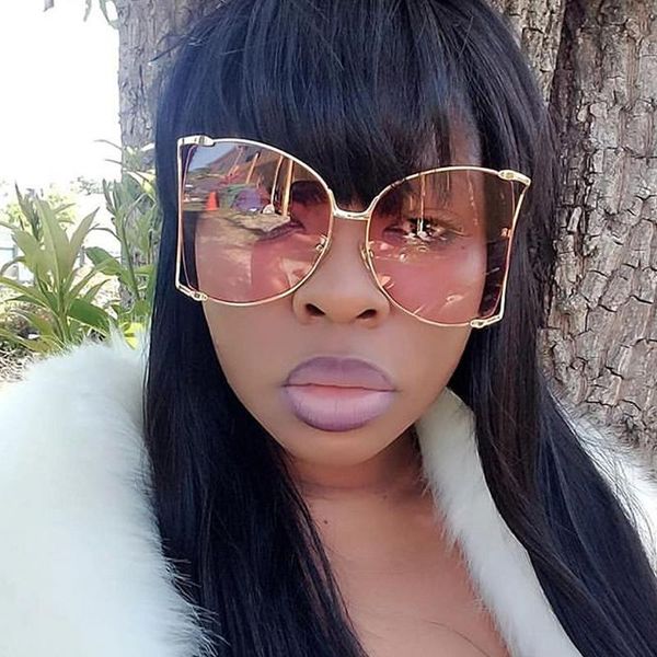 

sunglasses white pearl leg oversized women's 2021 brand hollow alloy cat eye sun glasses female pink clear men eyewear, White;black