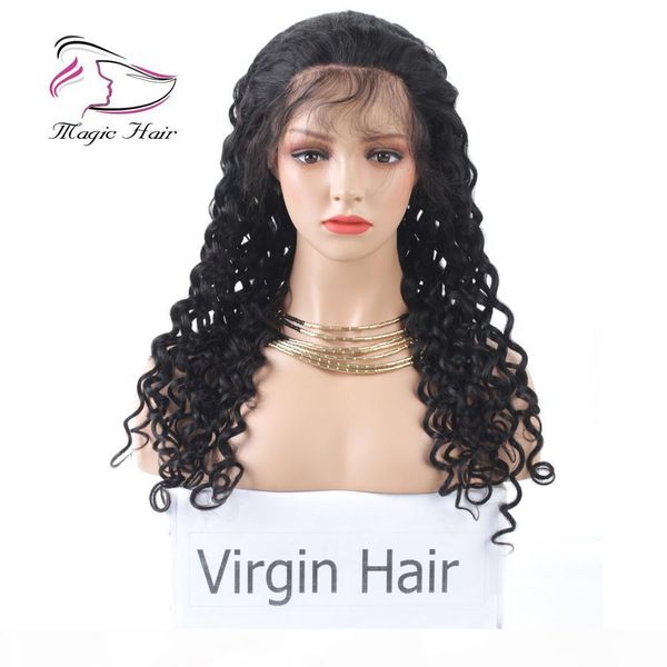 

evermagic lace front human hair wigs for women italian curly brazilian virgin hair pre plucked hairline natural color bleached knots, Black;brown