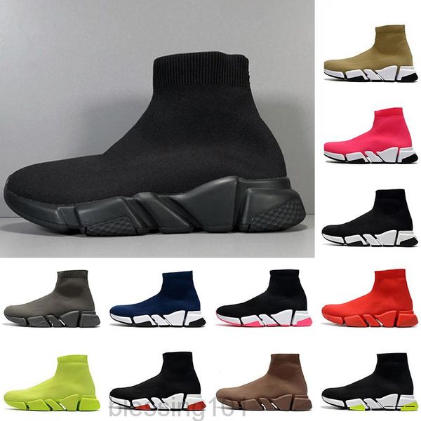

2020 new paris speed trainers knit sock shoe original mens womens black white red knitting sneakers casual shoes bt11