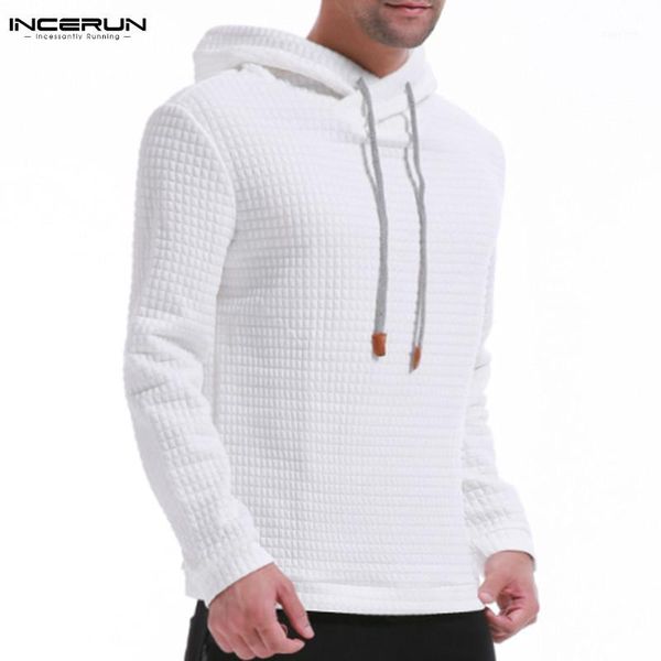 

incerun men solid color workout tracksuit hooded fashion hoodies long sleeve sweatshirts casual streetwear men pullovers s-4xl1, Black